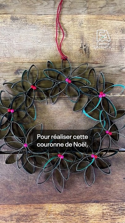 FEMME ACTUELLE - DIY de Noël avec un rouleau de PQ la couronne de noël et son tuto en vidéo