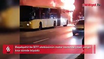 Başakşehir'de seyir halindeki İETT otobüsü alev topuna döndü