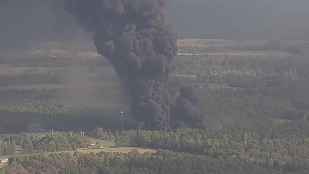 Texas chemical plant explosion sparks large fire as thick black smoke fills air