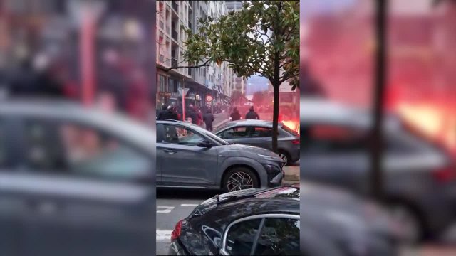 Disturbios entre la afición de la Real sociedad y el Benfica