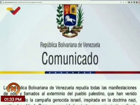 Comunicado | Venezuela repudia manifestaciones de odio contra el pueblo de Palestina