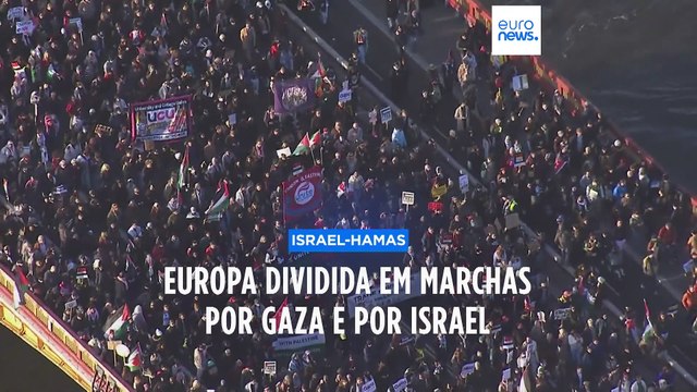 Centenas de milhares de europeus marcham pela paz em Gaza