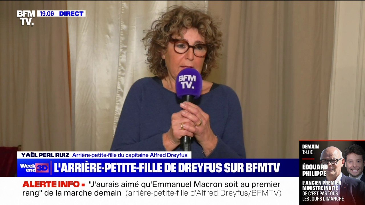 Marche contre l'antisémitisme: "Je voudrais que tout le monde défile en tant que citoyen et qu'il n'y ait pas beaucoup de récupération politique", demande Yaël Perl Ruiz, petite-fille d'Alfred Dreyfus