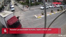 Kazadan yaralanmadan kurtuldu, tepkisi dikkat çekti