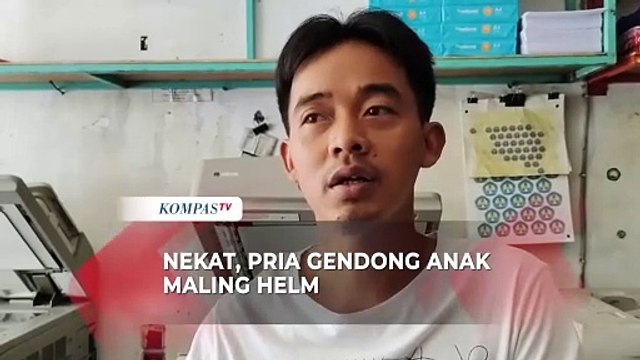 Terekam CCTV Detik-detik Pria di Malang Gendong Anak Maling Helm di Parkiran