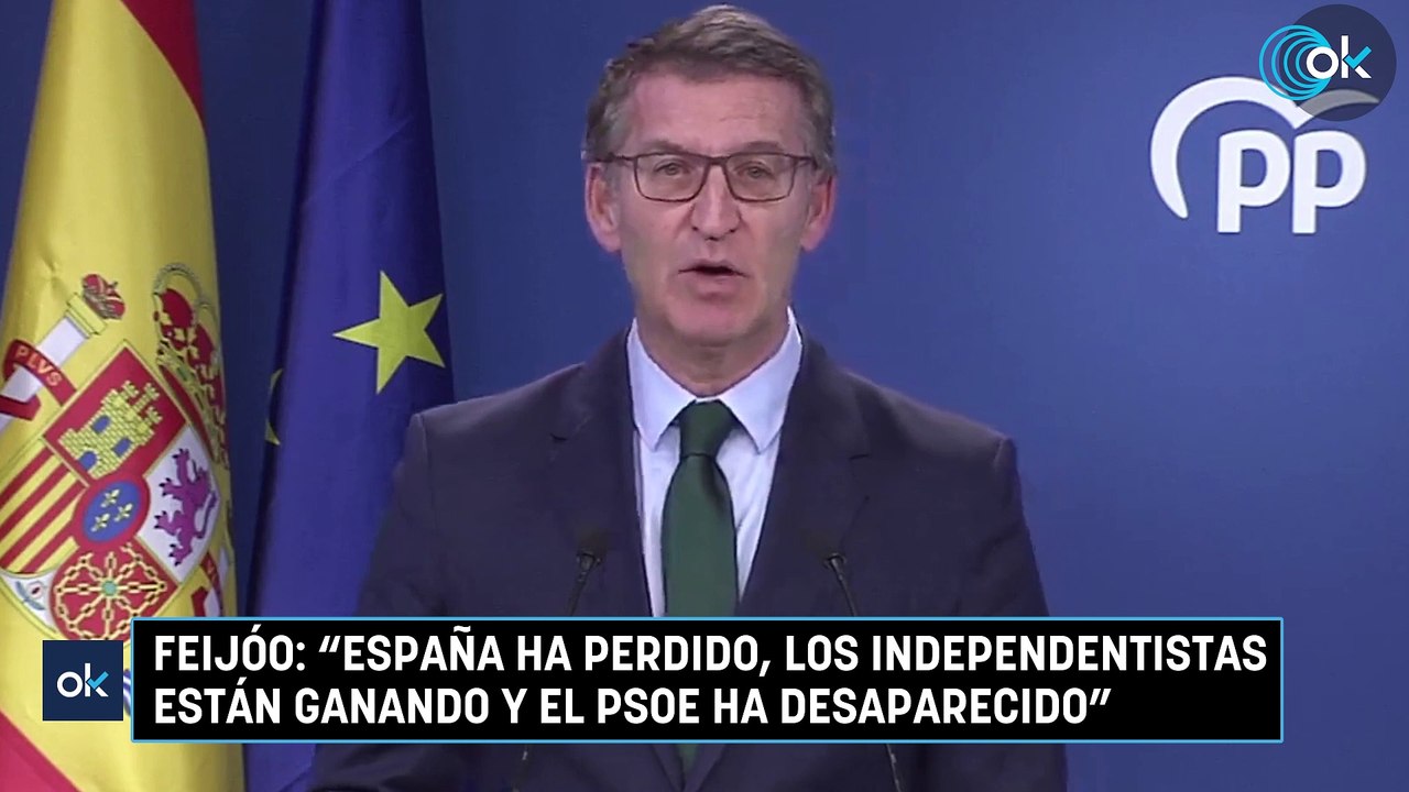 Feijóo: "España ha perdido, los independentistas están ganando y el PSOE ha desaparecido"