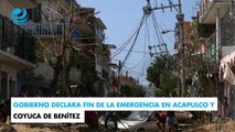 Gobierno declara fin de la emergencia en Acapulco y Coyuca de Benítez