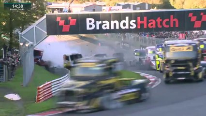British Truck Racing Championship 2023 Brands Hatch 2 Race 5 Start Powell Reid Big Crash