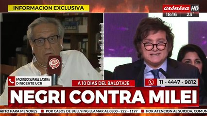 Facundo Suárez Lastra: "Jamás votaría a Milei"