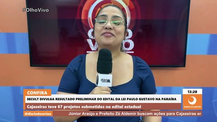 Secretaria de Cultura da Paraíba divulga resultado preliminar do edital da Lei Paulo Gustavo no estado