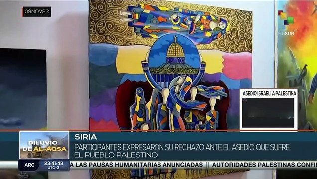 Damasco acogió una exposición artística en solidaridad con Palestina