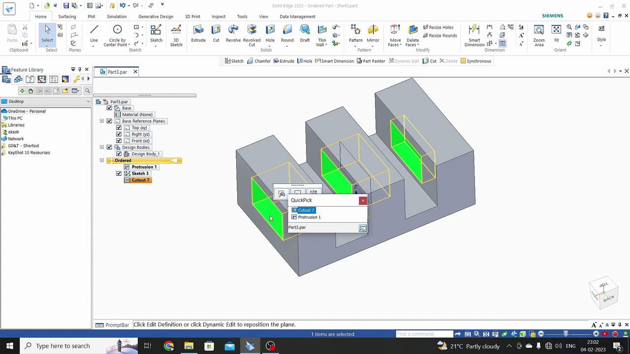 11.solid edge extrude cut