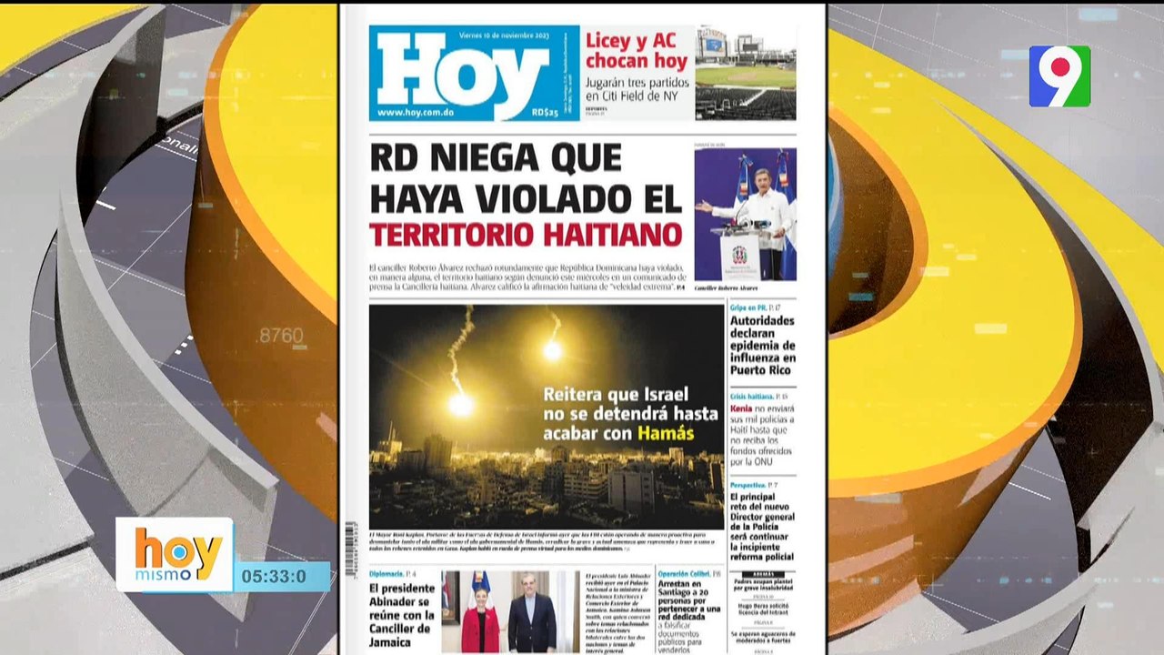 Titulares de Prensa dominicana viernes 10 de noviembre del 2023 |Hoy Mismo