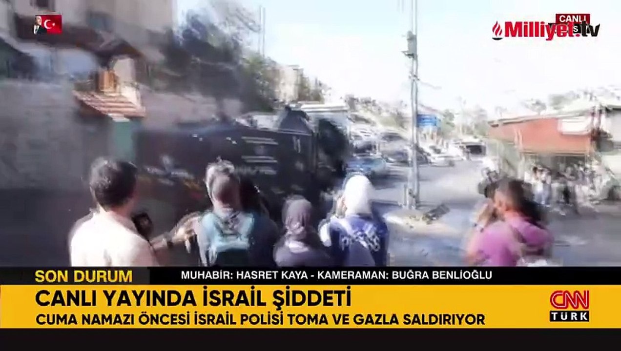 Canlı yayında İsrail şiddeti! TOMA ve gaz bombalarıyla saldırdılar