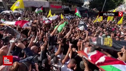 İsrail güçlerinin Cenin baskınında öldürdüğü Filistinliler için cenaze töreni düzenlendi