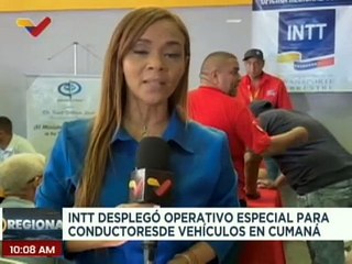 El INTT despliega operativo de actualización y trámites para conductores en Cumaná