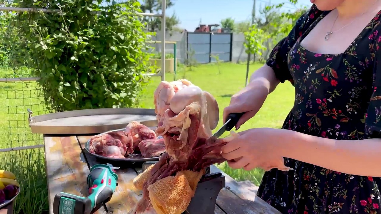 Saved Huge Beef Bone for Incredible Recipe in a Cauldron Over a Fire