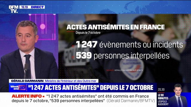 Gérald Darmanin annonce un nouveau chiffre de 1247 incidents antisémites depuis le 7 octobre