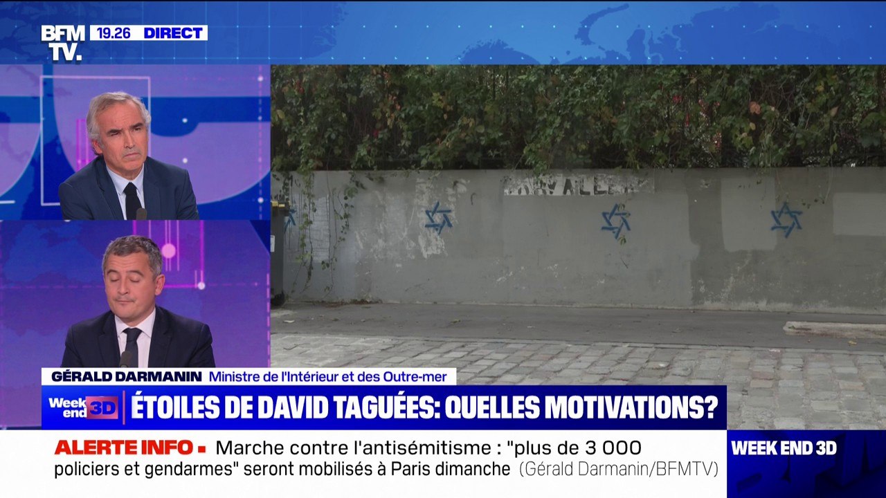 Étoiles de David taguées: "L'ingérence étrangère est possible", affirme Gérald Darmanin