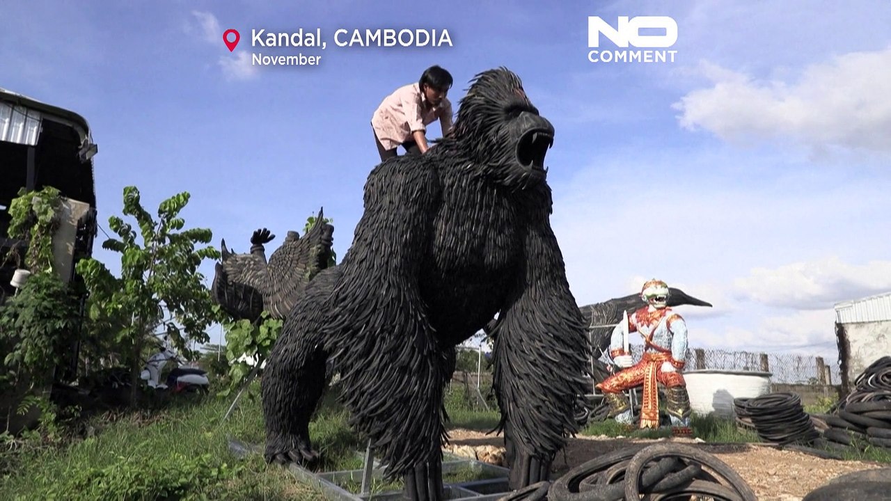 شاهد: تحويل إطارات مطاطية من نفايات إلى أعمال فنية في كمبوديا