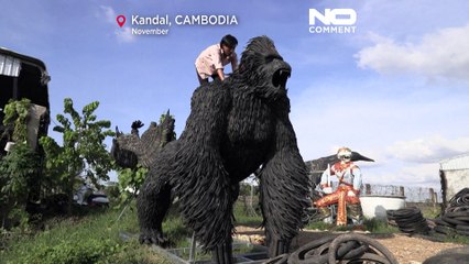 شاهد: تحويل إطارات مطاطية من نفايات إلى أعمال فنية في كمبوديا