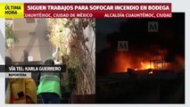 Bomberos trabajan para sofocar incendio en bodega de Tepito, CdMx. Magda González, 16 de noviembre de 2023