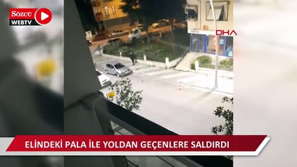 Download Video: Büyükçekmece'de bir kişi, elindeki pala ile yoldan geçenlere saldırdı