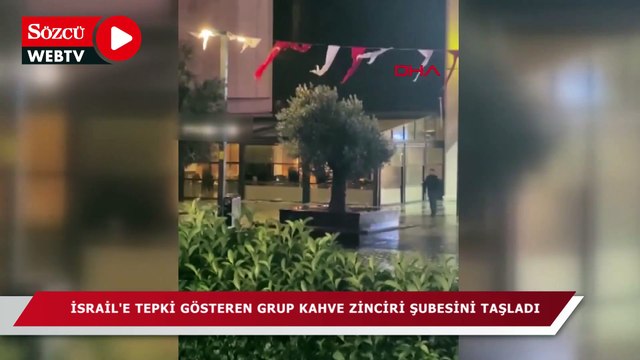 İsrail'e tepki gösteren grup kahve zinciri şubesini taşladı