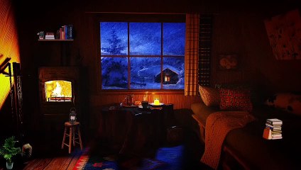 Cozy log cabin ambience