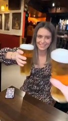 Cheering Drinks Leads to Broken Glass