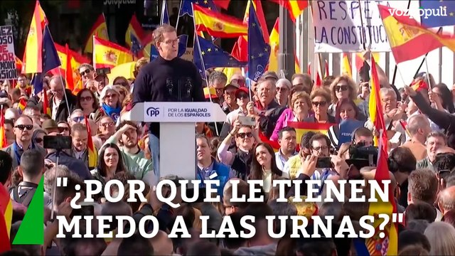 Feijóo en la concentración contra la amnistía y los pactos de investidura: ¿Por qué le tienen miedo a las urnas?