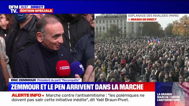 Marche contre l'antisémitisme: Nous sommes sans polémique , déclare Éric Zemmour