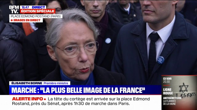 Antisémitisme: Nous ne laisserons rien passer , assure Élisabeth Borne lors de l'arrivée du début du cortège devant le Sénat