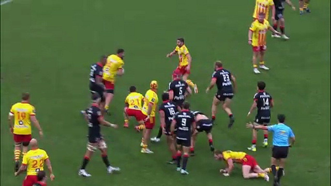TOP 14 - Essai de Sadek DEGHMACHE (USAP) - Stade Toulousain - USA Perpignan - Saison 2023-2024