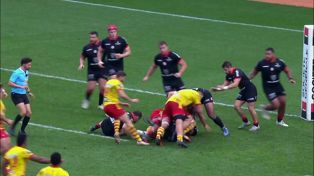 TOP 14 - Essai de Ignacio RUIZ (USAP) - Stade Toulousain - USA Perpignan - Saison 2023-2024