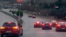 Trafiği tehlikeye düşüren düğün konvoyu magandaları kamerada