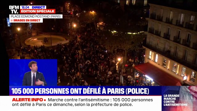Marche contre l'antisémitisme: 105.000 personnes présentes au rassemblement, selon la préfecture de police