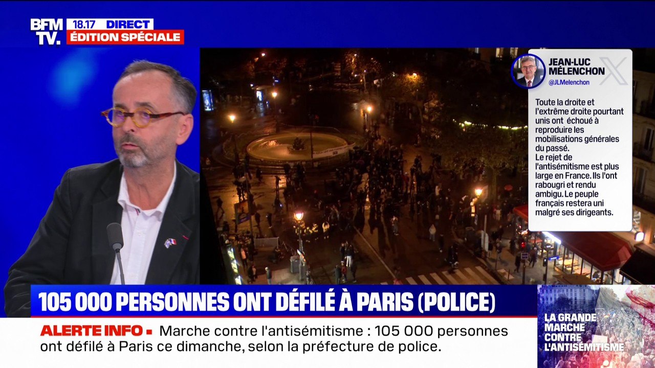 Marche contre l'antisémitisme: "Dire qu'il y a une mobilisation à la hauteur qu'on l'espère de la communauté musulmane, ce n'est pas vrai", affirme Robert Ménard