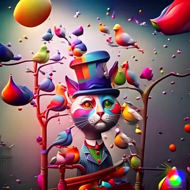 Kitty Cat and Birds Animation