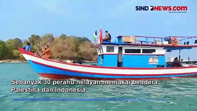 Aksi Bela Palestina, Ratusan Nelayan Mabak Gelar Aksi di Lautan Merak