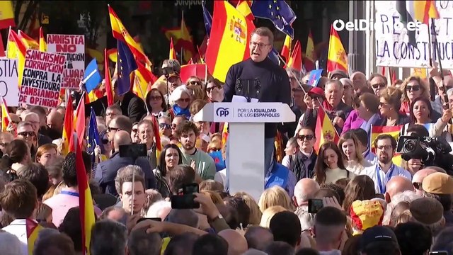 Feijóo, en la manifestación convocada por el PP contra la amnistía: No nos callaremos hasta hablar en unas elecciones