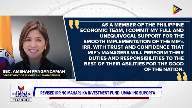 Revised IRR ng Maharlika Investment Fund, umani ng suporta