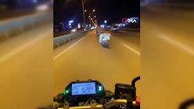 İnegöl'de tehlikeli motosiklet yarışı kameraya yansıdı