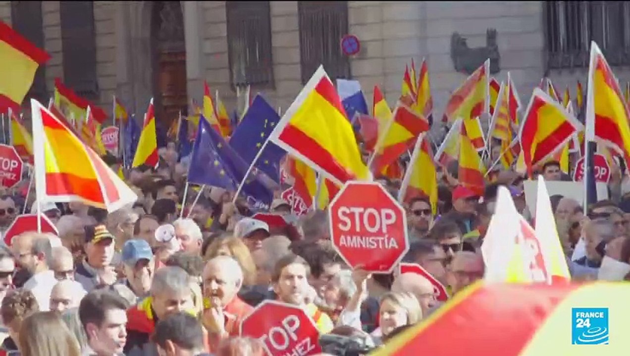 Espagne : d'immenses manifestations dans tout le pays pour dénoncer la future loi d'amnistie des indépendantistes catalans