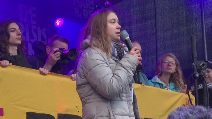 Man grabs Greta Thunberg's microphone after pro-Palestinian chants at climate rally