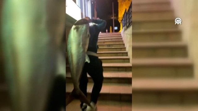 Olta ile 41 kiloluk akya yakaladı