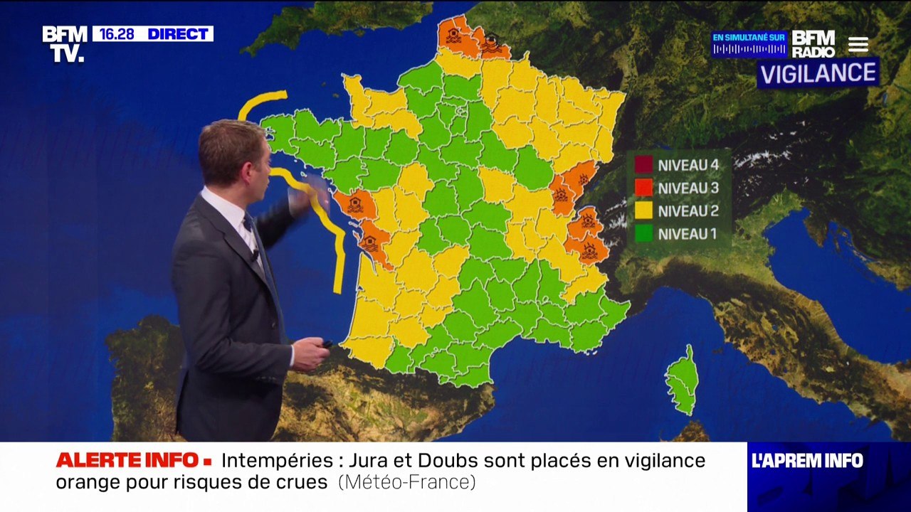 Intempéries, crues: huit départements placés en...