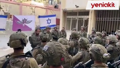 Askerlik onurları da yok! İsrail askerleri haberebe çevirdikleri okulun önünde kutlama yaptı