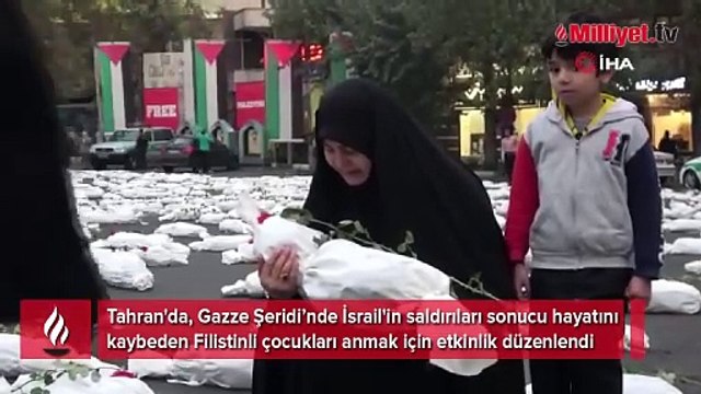 Tüyleri diken diken eden görüntüler... Filistin'de hayatını kaybeden çocuklar için yapıldı