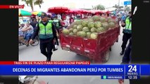 Tumbes: Decenas de migrantes abandonan el Perú por frontera con Ecuador